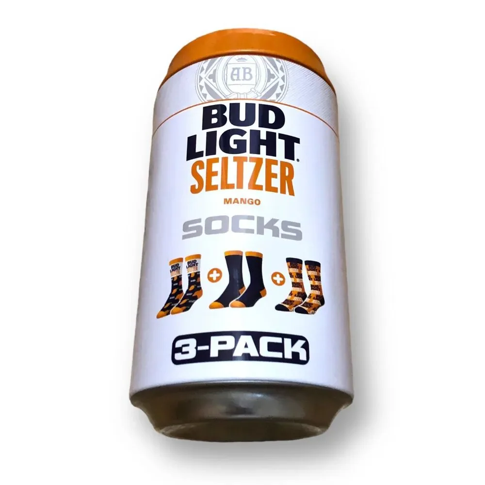 Crazy Boxer Men's Bud Light Mango Seltzer Crew Socks (3 Pairs) (6-13)